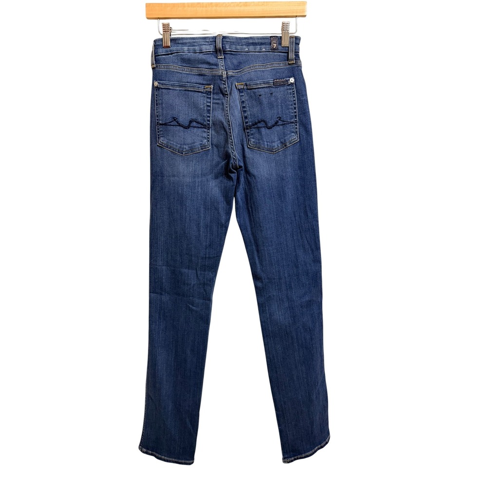 7 For All Mankind High Rise Straight Leg Jeans Medium Wash Denim Size 27 - Picture 5 of 7